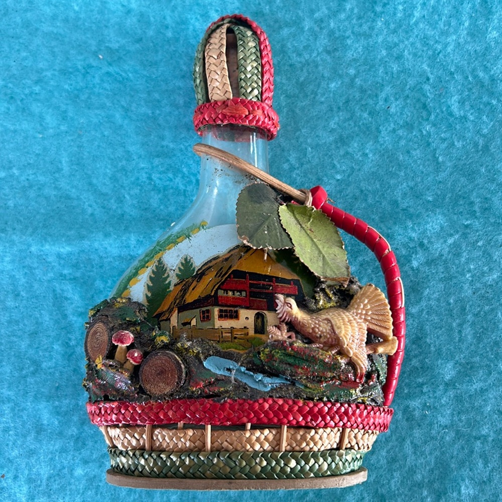 1950’s hand painted and embossed decorated bottle
